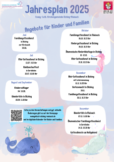 Jahresplanung 2025 Juni bis Dezember angebote für Kinder und Familien