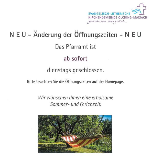 Dienstags geschlossen